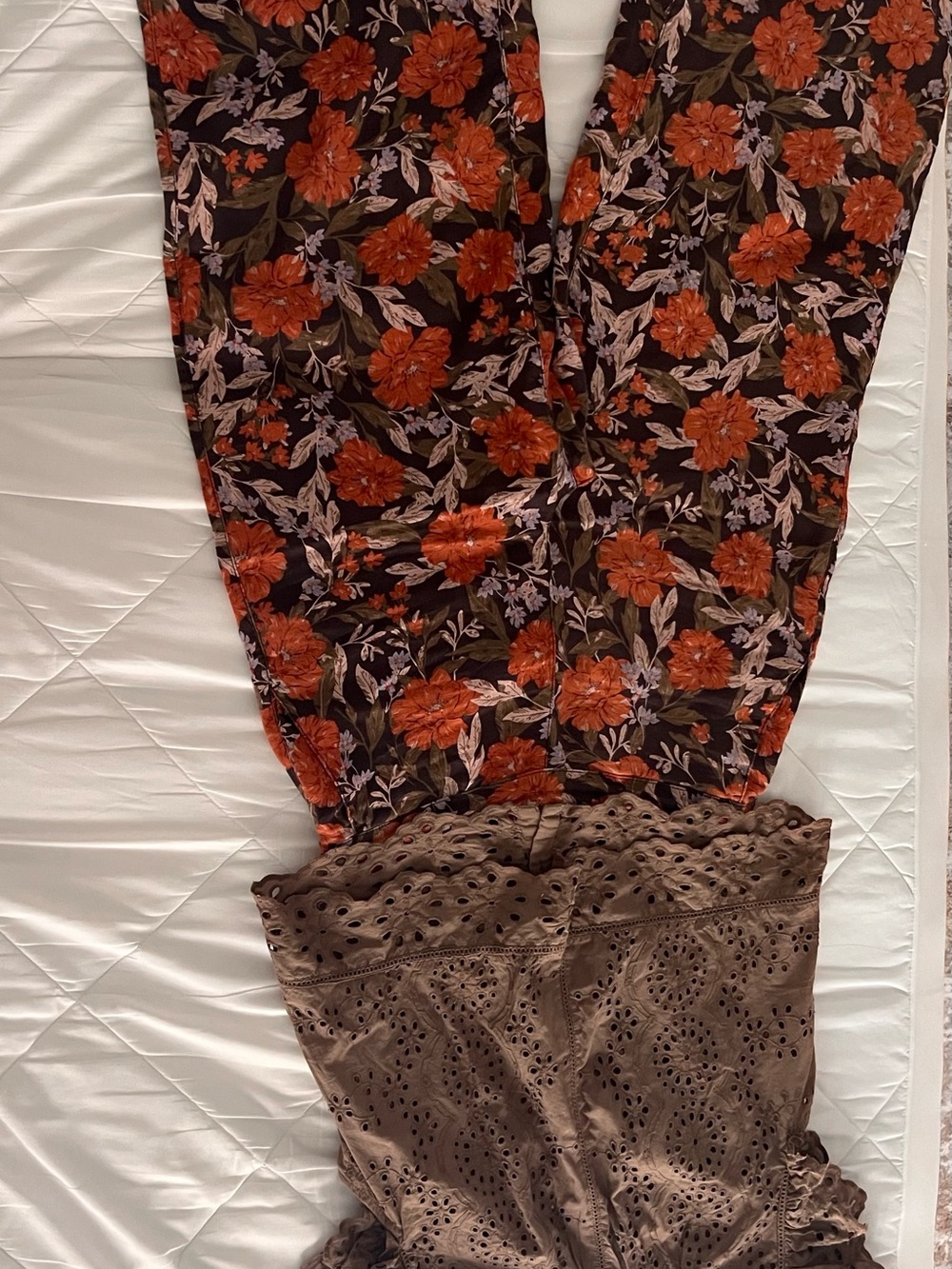 Haute Hippie Brown set  with Rust Floral Print